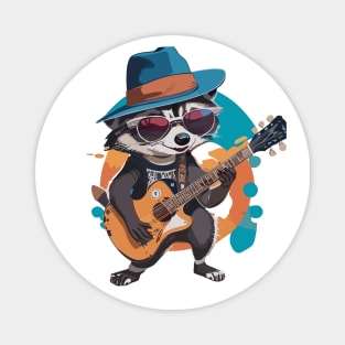 Raccoon play guitar Magnet